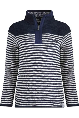 Weird Fish Dames Juliet Gestreepte Macaroni Halfrits Trui (Marineblauw)