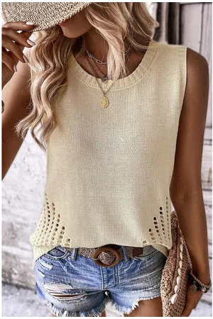 Azura Exchange Puntjesdetail Effen Kleur Gebreide Sweater Vest