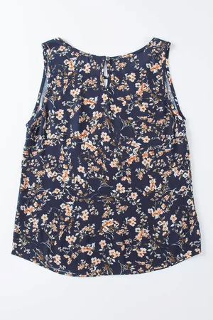 Azura Exchange Dames Bloemen Cutout Decoratieve Ronde Hals Tanktop in