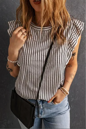 Azura Exchange Dames Rimpelende Gestreepte Tanktop in
