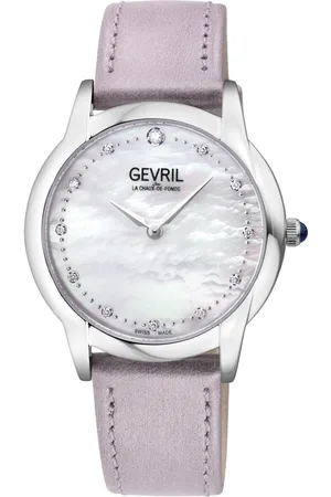 Gevril Airolo Zwitserse Diamant 13041 Echt Lederen Zwitserse Quartz Horloge