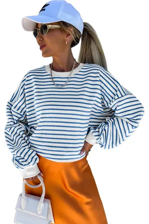 Azura Exchange Dames Gestreepte Lange Mouwen Oversized T-shirt Top