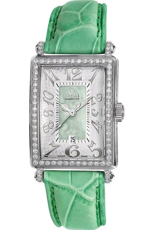 Gevril Dames 7246NV Mini Quartz Avenue of Americas Groene Diamanten Horloge