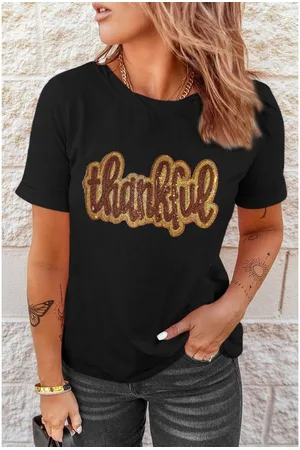 Azura Exchange Dames Dankbare Pailletten T-Shirt