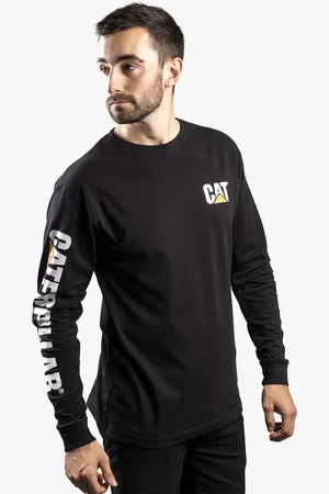 Caterpillar HANDELSMERK BANDEER Heren Katoenen Lange Mouw T-Shirt
