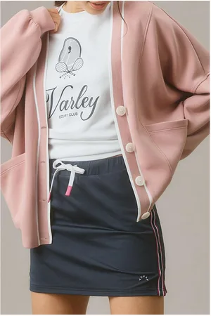 Azura Exchange Streep Contrast Trim V-hals Gebuttonde Voorkant Met Zakken Gebreide Cardigan