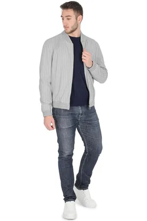 HUGO BOSS Visco-polyesterblend Lichtgrijze Jas