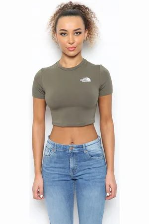 The North Face Cropped T-shirt voor dames in taupegroen