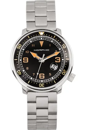 Morphic M74-serie horloge met leren band en vergrote datumweergave