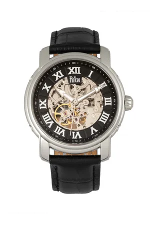 Reign Kahn automatisch skelet horloge met leren band