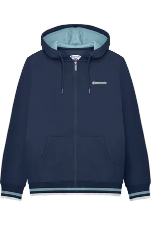 Lambretta Heren SS25 Full Zip Hoodie (Marine/rookblauw)