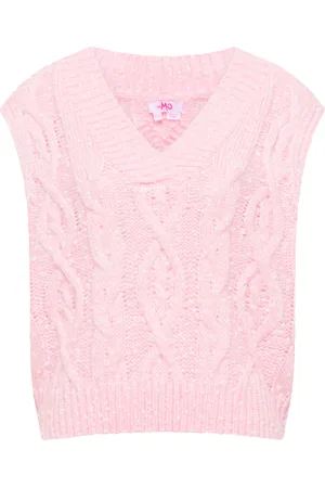 myMo Gebreide trui Dames roze gebroken wit