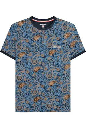 Lambretta Heren SS25 Paisley T-shirt (Marine/Tabak)