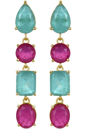 Luxenter Sterling Zilver 925 oorbellen met Multicolour Hydrothermale Kwarts afgewerkt in 18K geel goud