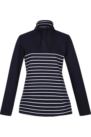 Regatta Dames/Dames Bayla Gestreept Sweatshirt met Knopenhals (Marine / Wit)