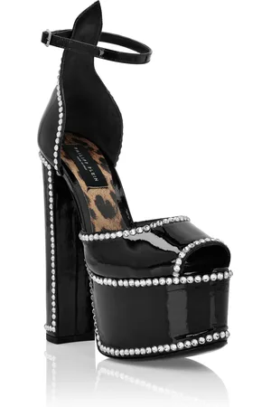 Philipp Plein Patent Leather Platform Sandals Hi-Heels