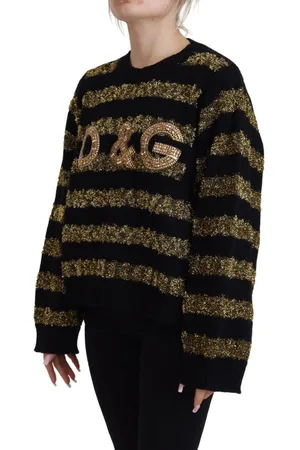 Dolce & Gabbana Prachtige Kristallen Kasjmier Trui Met Gouden Detail