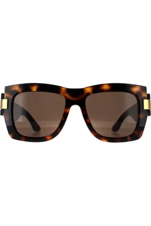 Gucci Vierkant Dames Donker Havana met Goudbruin GG1688S
