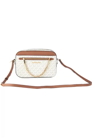 Michael Kors Jet Set Item Grote Oost-West handtekening leder Zip Chain Crossbody handtas
