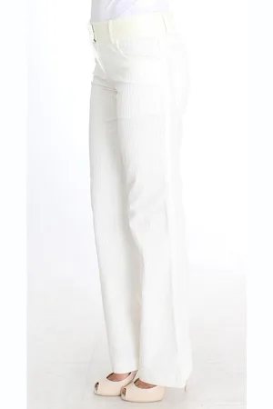 ERMANNO SCERVINO Witte Corduroy Broek Met Rechte Pijpen Voor Dames