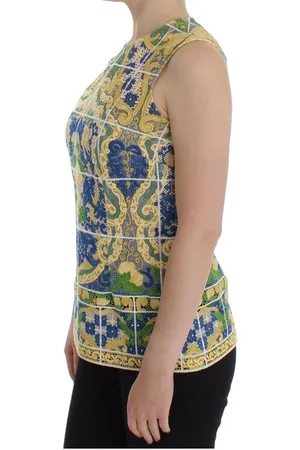 Dolce & Gabbana Mouwloze Kanten Top Voor Dames In Blauw