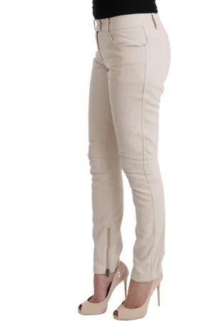 ERMANNO SCERVINO Leren Skinny Broek Beige