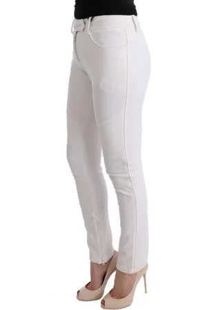 ERMANNO SCERVINO Witte Katoenmix En Leren Broek Sig30311