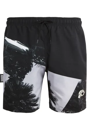 Guggen Mountain Heren Zwemshort met Palmpatroon Wit Zwart