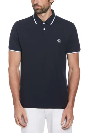 Original Penguin Herenpolo met piqué streepjes (Marine)