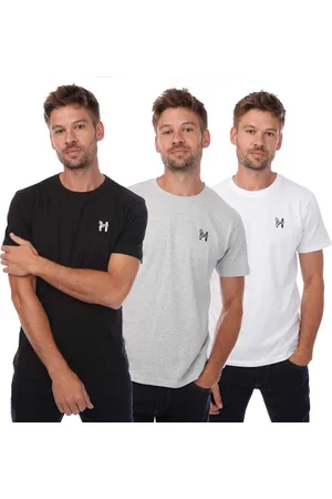 Henleys Heren Triphen T-Shirt (Pak van 3) (Zwart/Grijs/Wit)