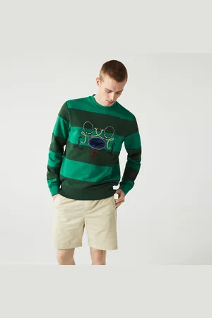 Lacoste Heren Tennis Design Gestreept Sweatshirt met Ronde Hals in