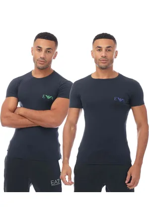 Emporio Armani Heren Ondergoed Logo T-Shirt (Set van 2) (Marine)