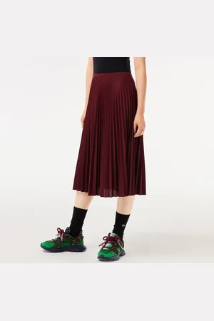 Lacoste Dames Elastische taille plooirok in Bourgondië