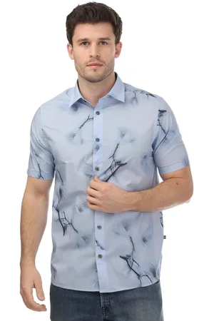Ted Baker Heren Lousho Groot Gebloemd Overhemd (Sky)