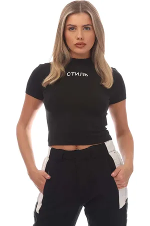 Heron Preston Dames/Dames Flaming Skull Crop T-shirt ( , Wit)