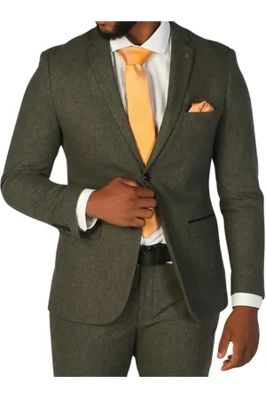PAUL ANDREW Heren olijfgroene wolmix tweed formele blazer