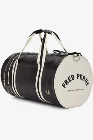 Fred Perry Winkel Voor Classic Barrel Polyester Zwarte/Ecru Schoudertas