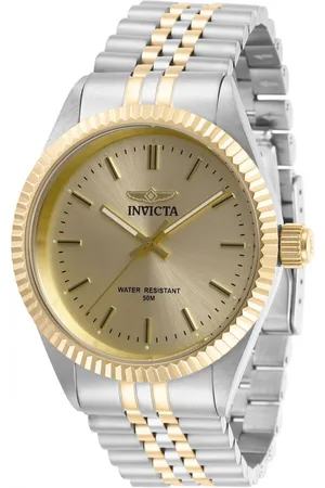 Invicta Specialty 29382 Heren Horloge - Quartz Uurwerk - Roestvrij Staal met gouden Wijzerplaat - 43mm