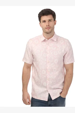 Ted Baker Heren Flaisby Floral Linen Blend Overhemd met Korte Mouwen