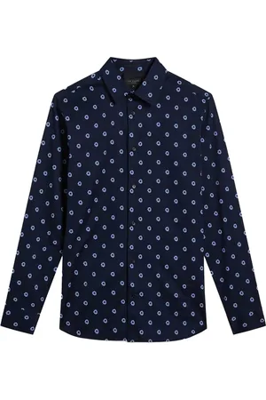 Ted Baker Heren KYME Ditsy Bloemen Overhemd Met Lange Mouwen (Marine)