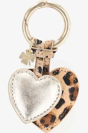 Sissy-Boy Gouden Bag Charm Met Leopard Hart