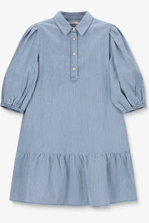 Sissy-Boy Blauwe Denim Jurk Met Pofmouwen