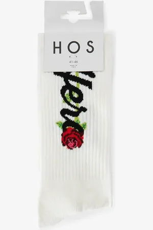 Heroes on Socks Witte Sokken Met Roos