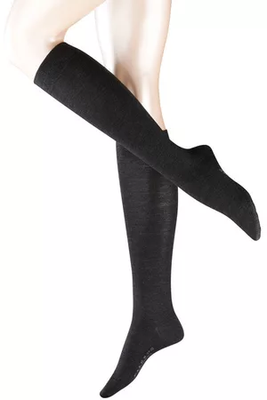 Falke Dames Sokken - Softmerino kniekous antraciet