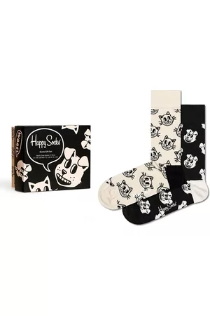 Happy Socks Giftbox 2-pack sokken pets zwart & wit