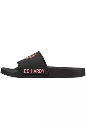 ED HARDY Teenslippers - Sexy beast sliders black-fluo red