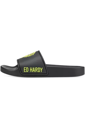 ED HARDY Dames Sneakers - Sneakers Sexy beast sliders black-fluo yellow