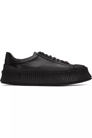 Jil Sander Heren Platform - Black Leather Platform Sneakers