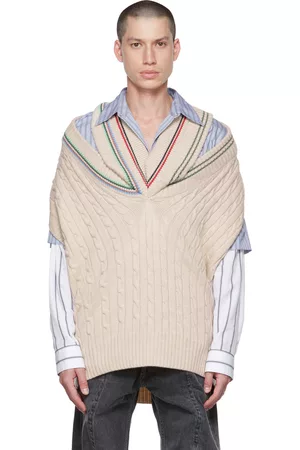 Y / PROJECT Heren Vesten - SSENSE Exclusive Beige Triple Collar Cricket Vest