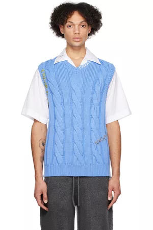 Marni Heren Vesten - Blue Embroidered Vest